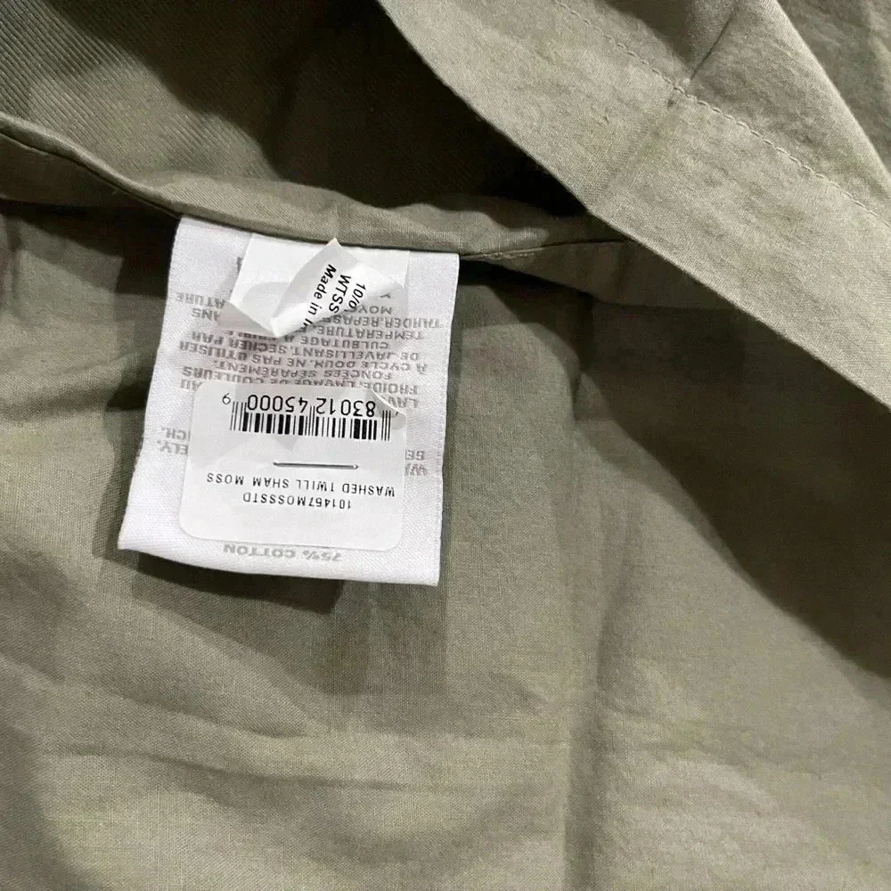 RESTORATION HARDWARE TUMBLE-WASHED TWILL SHAM- NWT- MOSS Color- STANDARD